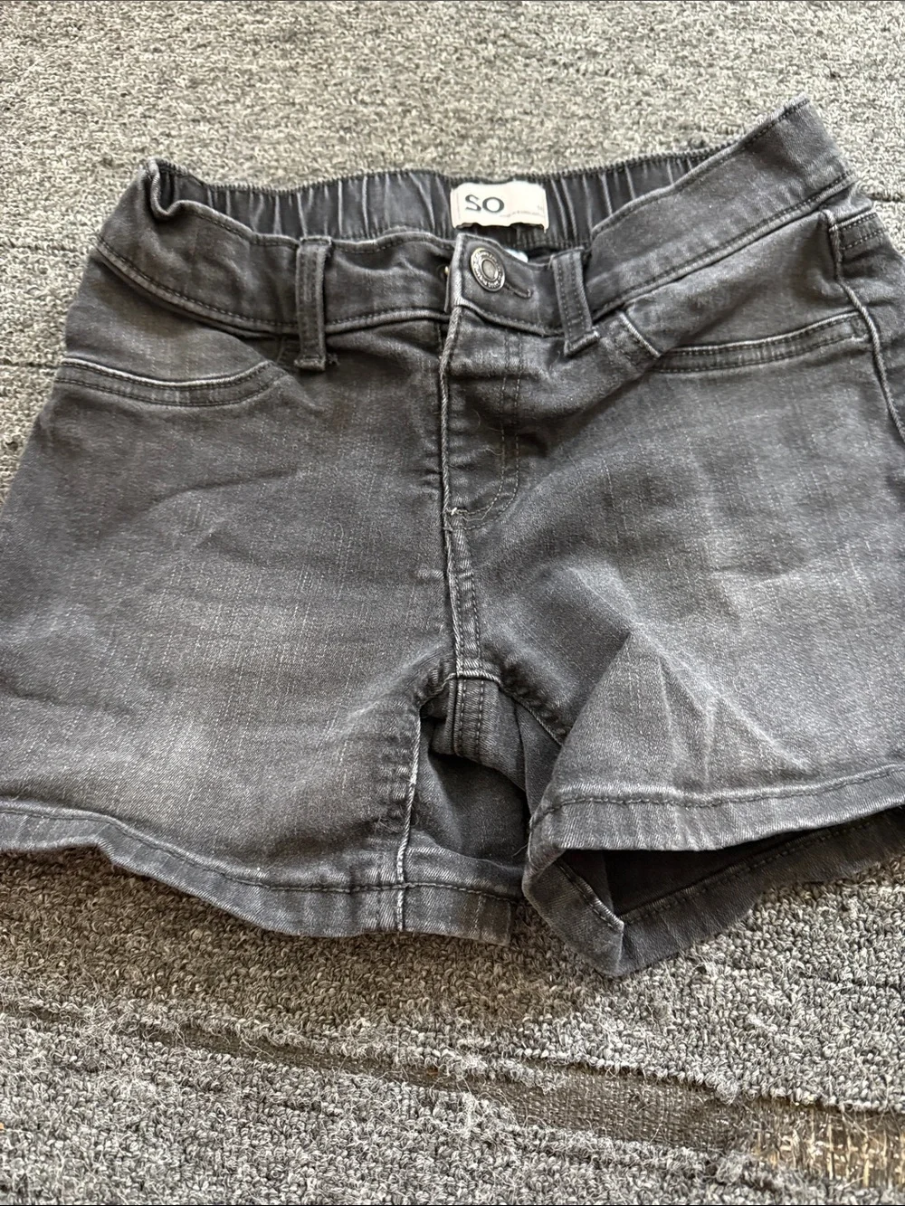SO Girls' Charcoal Gray Pull-On Denim Shorts